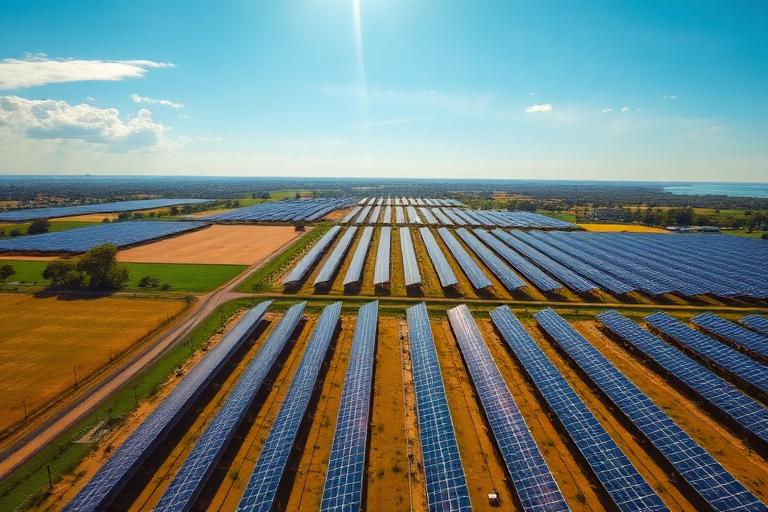 Fazenda solar com painéis fotovoltaicos
